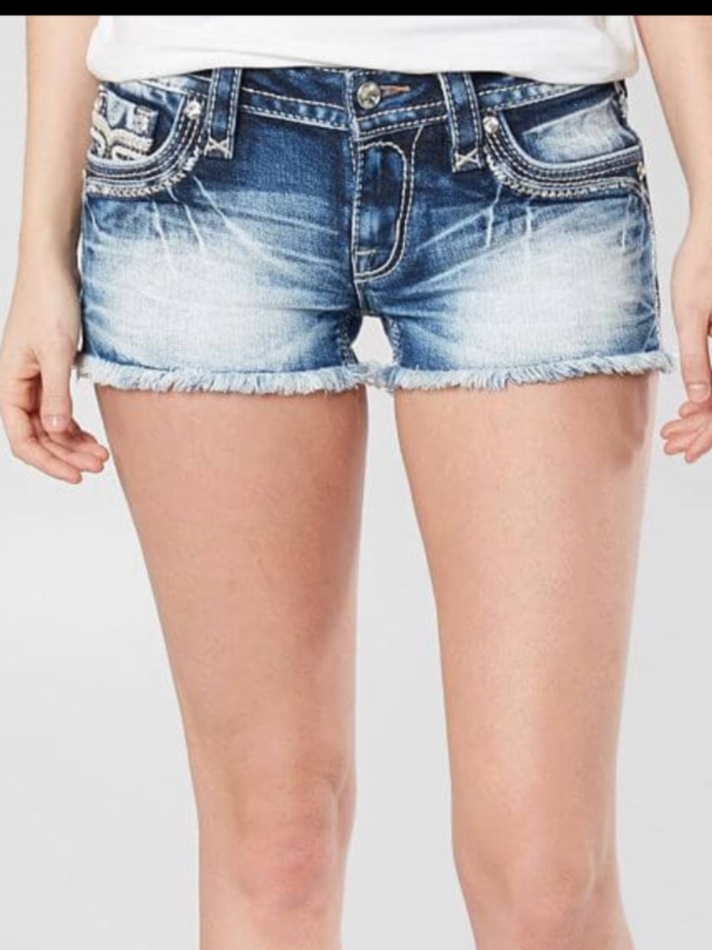 Rock Revival Raven Size 29 Rhinestone Embellished Denim Shorts
